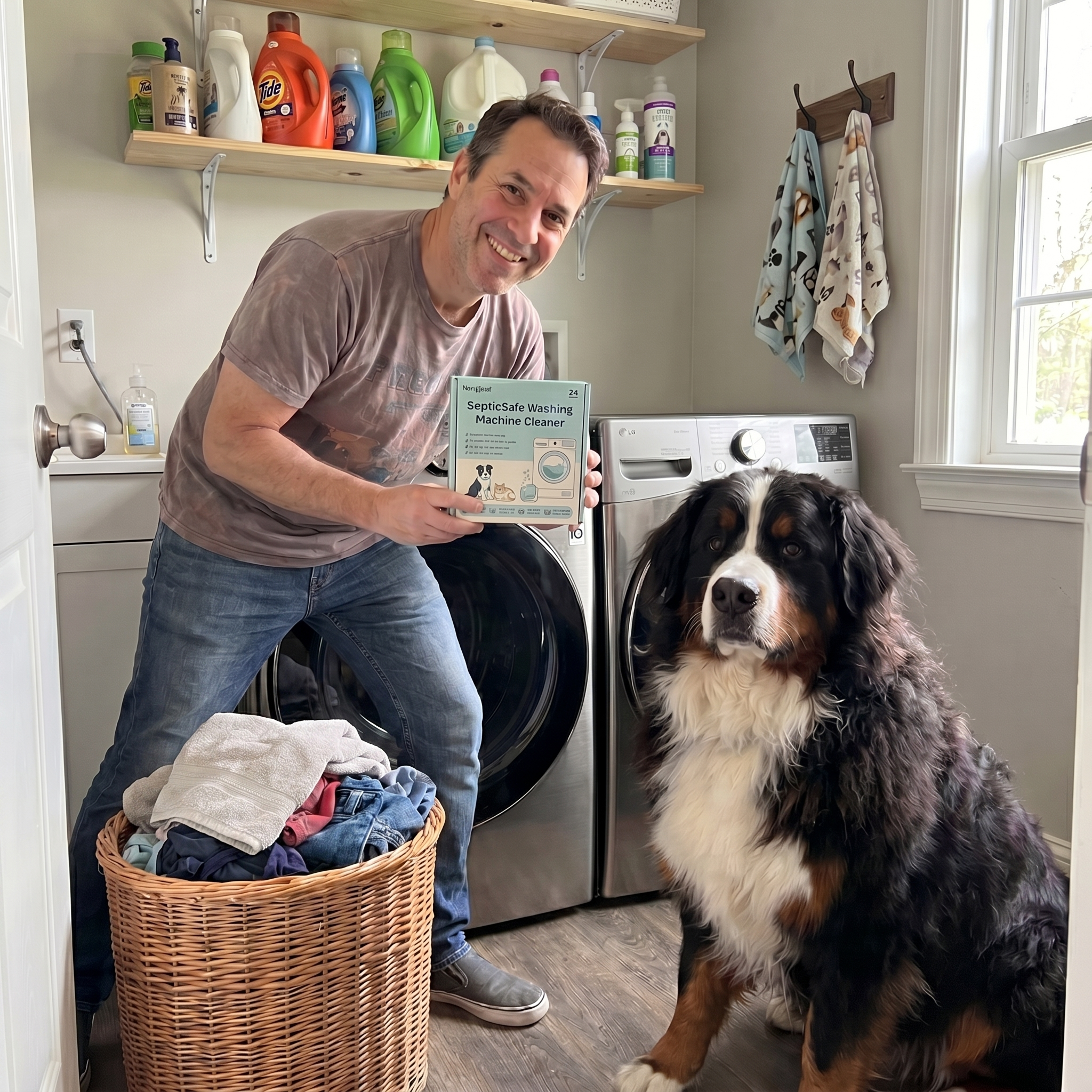 Customer with Bernese Mountain Dog and SepticSafe