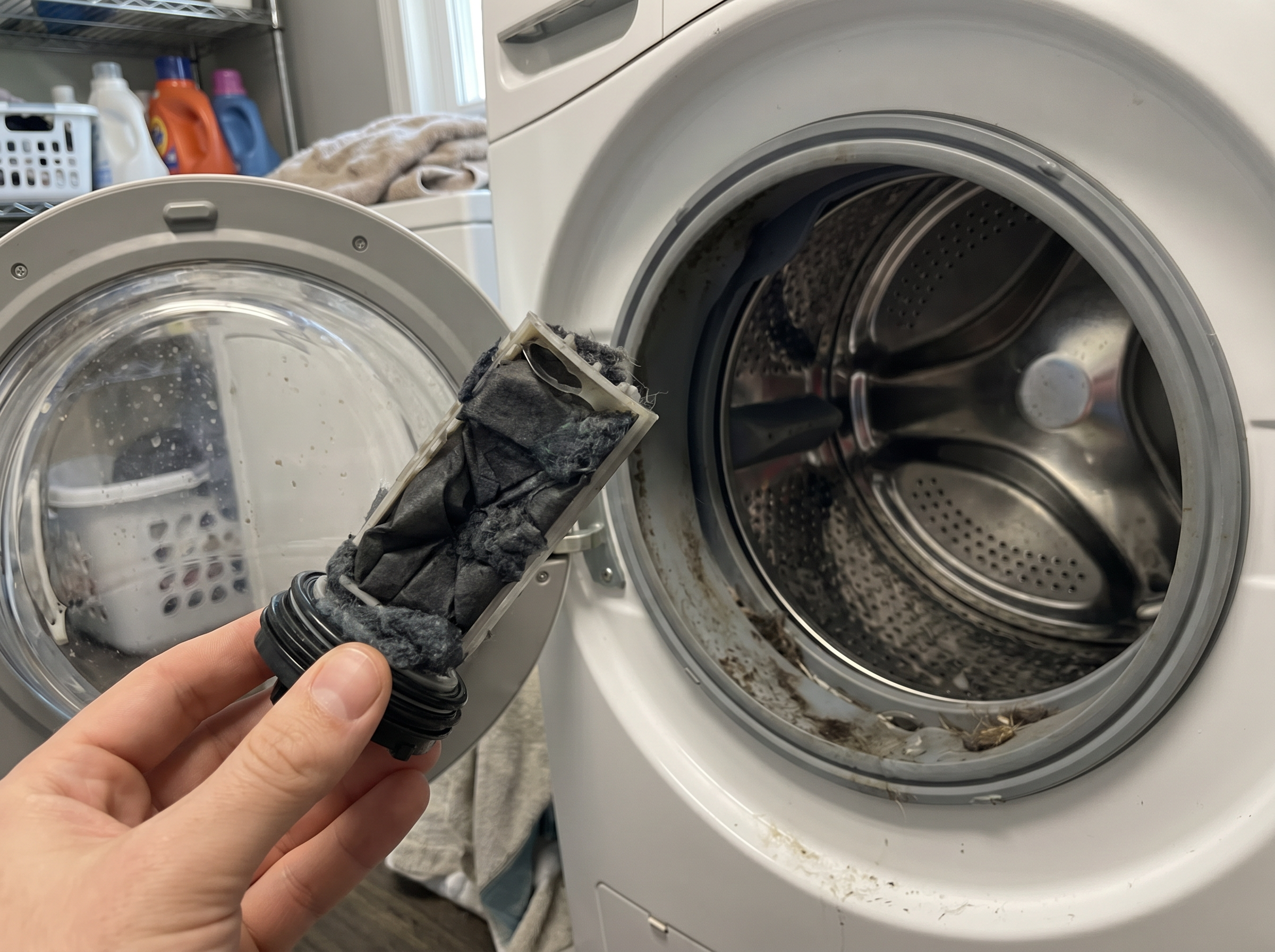 Matted fur-clogged gasket seal
