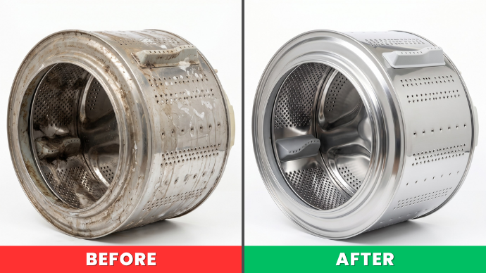 Before and after: washing machine drum cleaning result