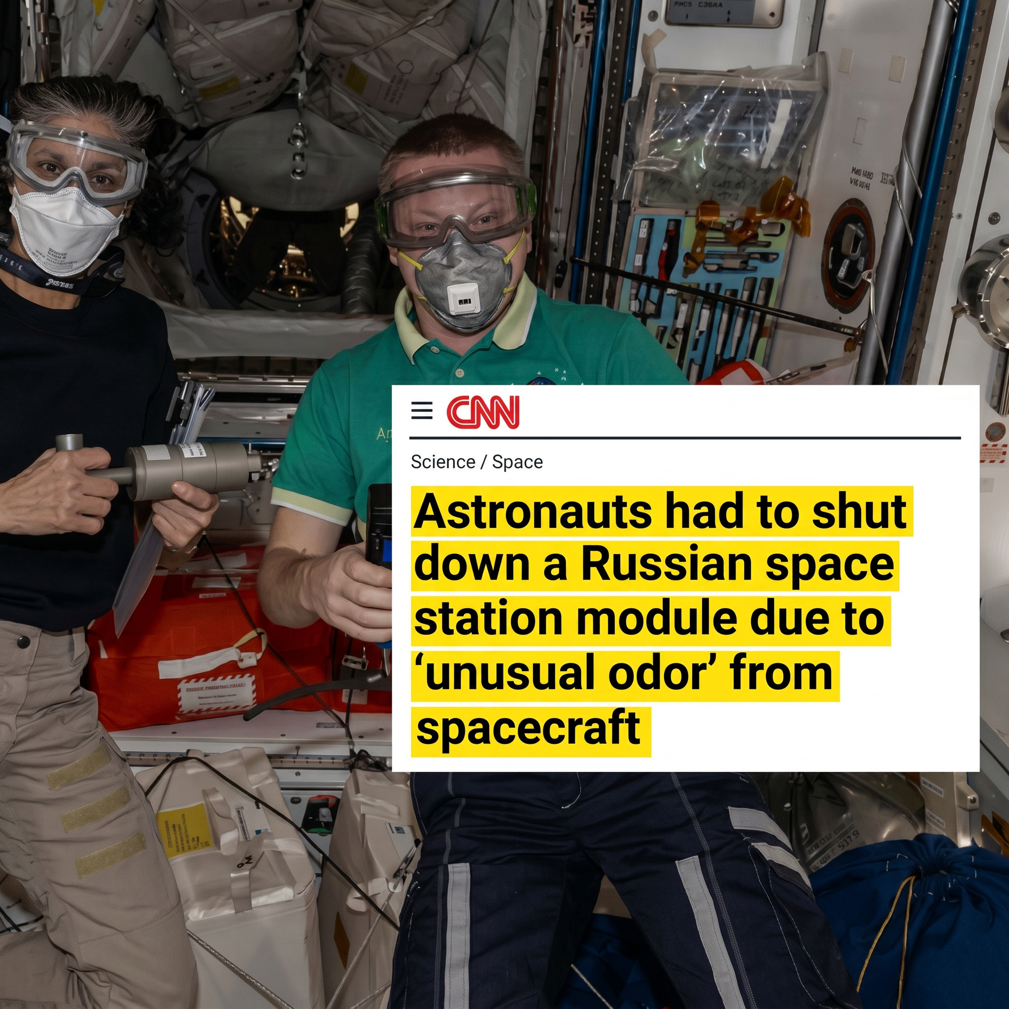 CNN: Astronauts shut down Russian space station module due to unusual odour