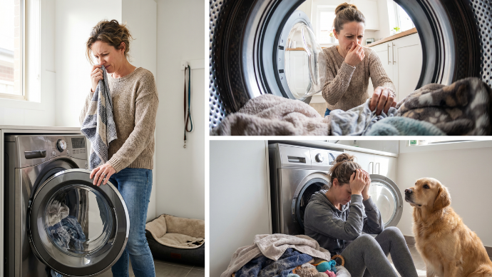 Women experiencing washing machine odour problems